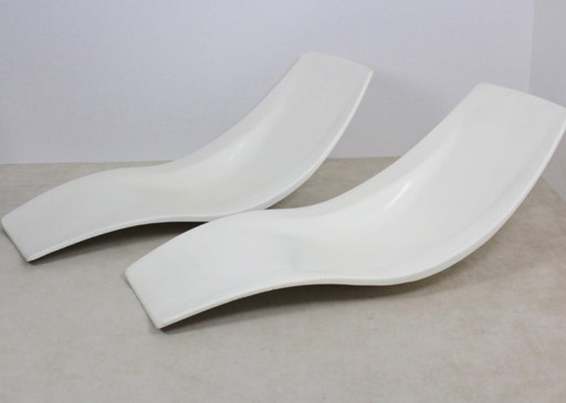 Polyester Patio or Pool Side Lounge Chairs by Charles Zublena