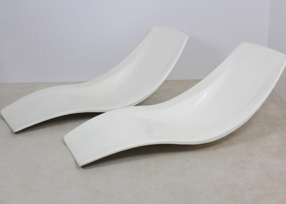 Image 1 of Polyester Patio or Pool Side Lounge Chairs by Charles Zublena