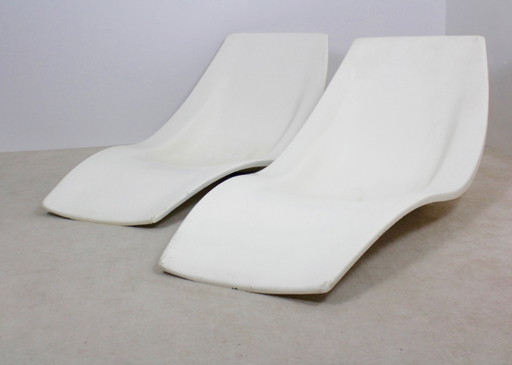 Polyester Patio or Pool Side Lounge Chairs by Charles Zublena