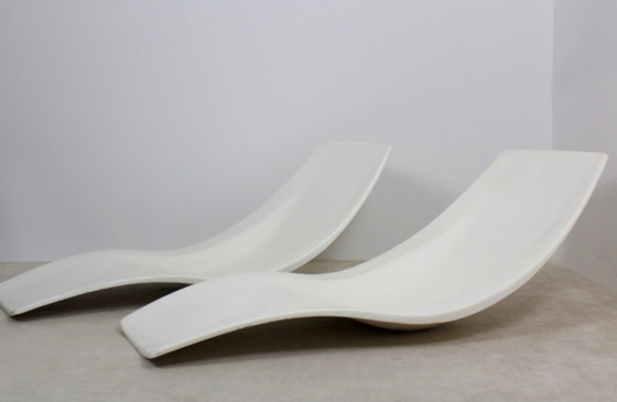 Image 1 of Polyester Patio or Pool Side Lounge Chairs by Charles Zublena