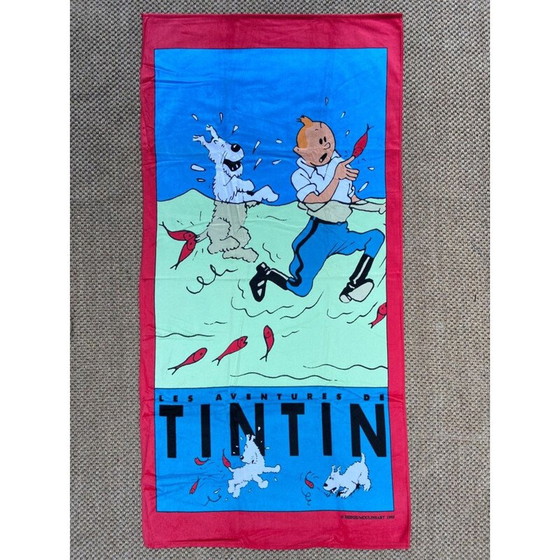 Image 1 of Vintage beach towel "Tintin in the water" by Hergé for Jalla, 1995
