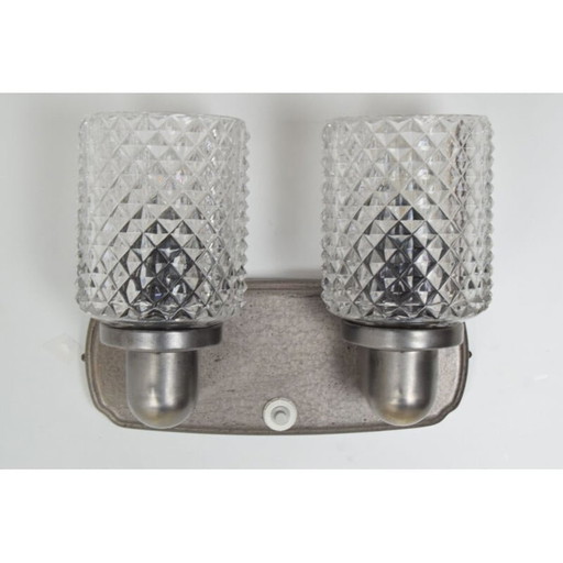 Vintage wall lamp in glass and metal, Czechoslovakia 1960