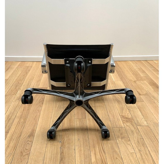 Image 1 of Sedia da ufficio vintage in rete nera e alluminio cromato