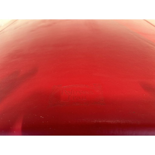 Vintage 2-seater "intervista" sofa in steel and red leather by Lella and Massimo Vignelli for Poltrona Frau, 1989