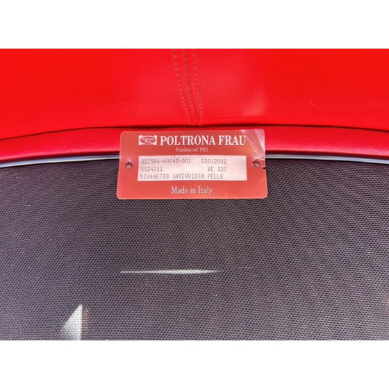 Image 1 of Vintage 2-seater "intervista" sofa in steel and red leather by Lella and Massimo Vignelli for Poltrona Frau, 1989