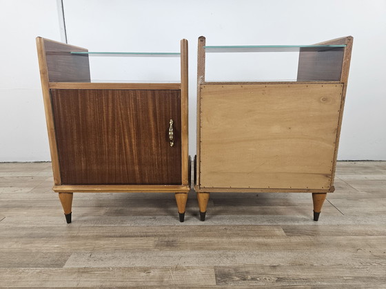 Image 1 of Pair Of 1950S Nightstands With Mirror Top