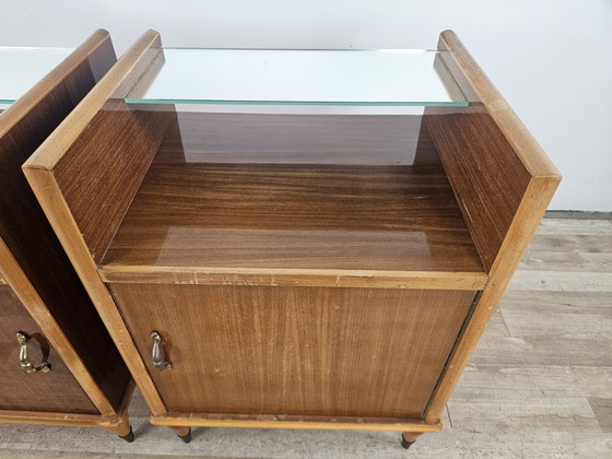 Image 1 of Pair Of 1950S Nightstands With Mirror Top