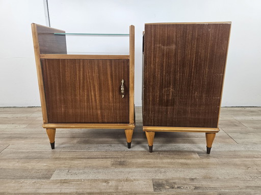 Pair Of 1950S Nightstands With Mirror Top