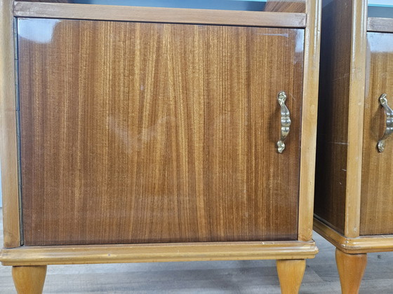 Image 1 of Pair Of 1950S Nightstands With Mirror Top