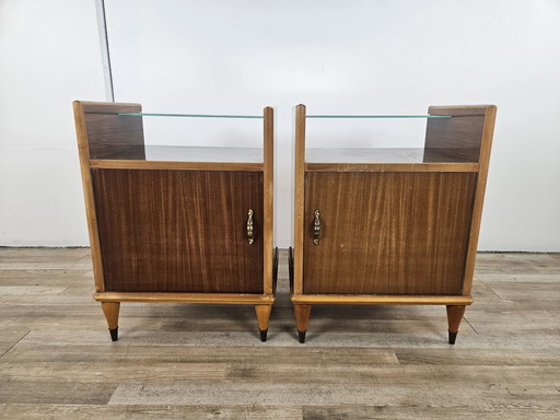 Pair Of 1950S Nightstands With Mirror Top