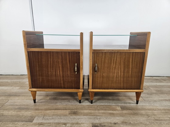 Image 1 of Pair Of 1950S Nightstands With Mirror Top