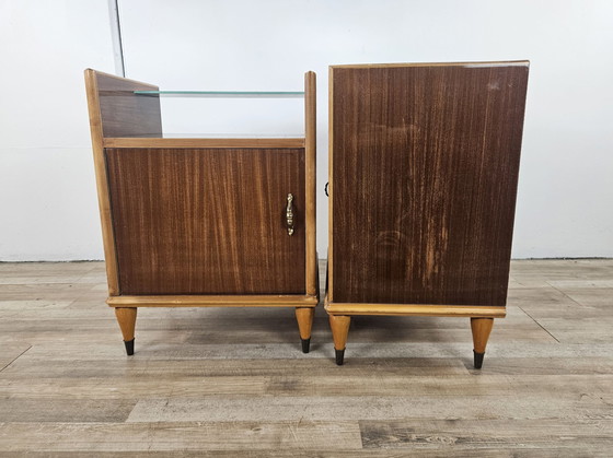 Image 1 of Pair Of 1950S Nightstands With Mirror Top