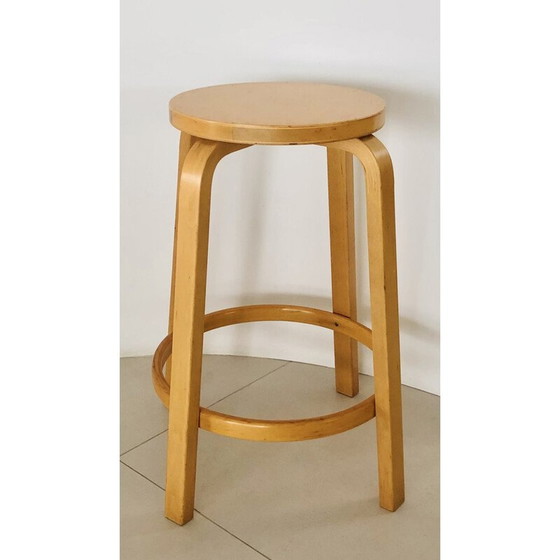 Image 1 of Vintage bar stool model 64 in birch veneer by Alvar Aalto for Artek, Finland 1980