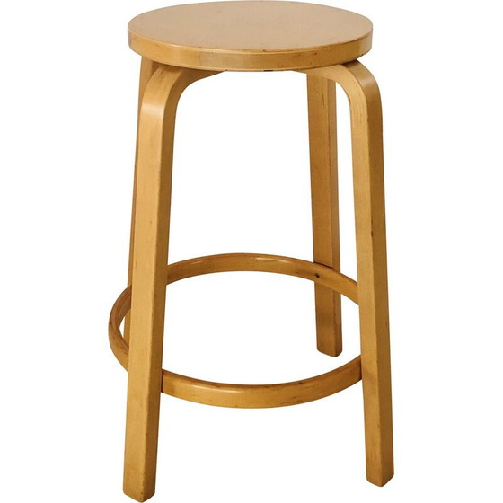 Image 1 of Vintage bar stool model 64 in birch veneer by Alvar Aalto for Artek, Finland 1980