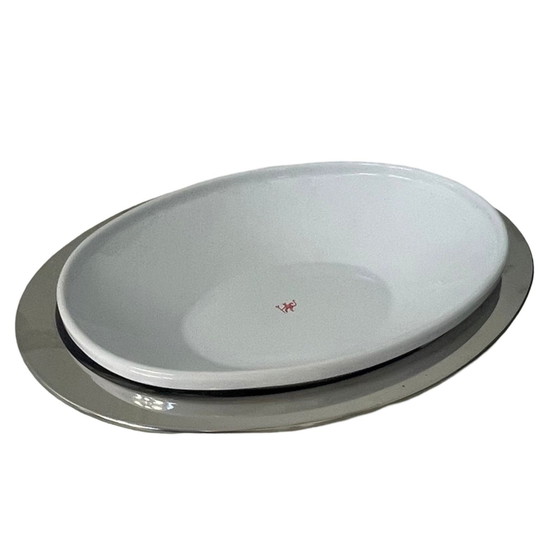 Image 1 of Laura Polinoro, Sandra Figuerola & Marisa Gallen for Alessi - Serving tray model ‘Diavolo’ - FG01 - Stainless steel and porcelai