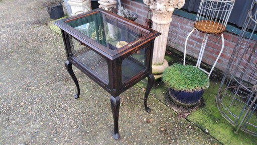 Antique Tea Cabinet, Display Case, Wishkeybar, Wine Rack 4-Sided Opening and Glass Tray Dim. 62 x 41cm and 75cm High