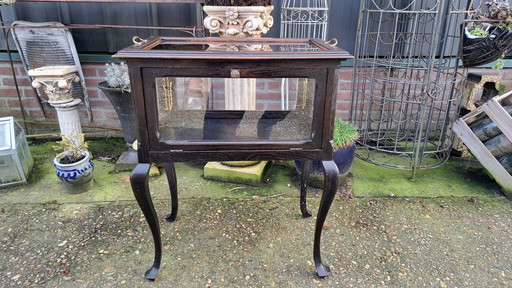 Antique Tea Cabinet, Display Case, Wishkeybar, Wine Rack 4-Sided Opening and Glass Tray Dim. 62 x 41cm and 75cm High