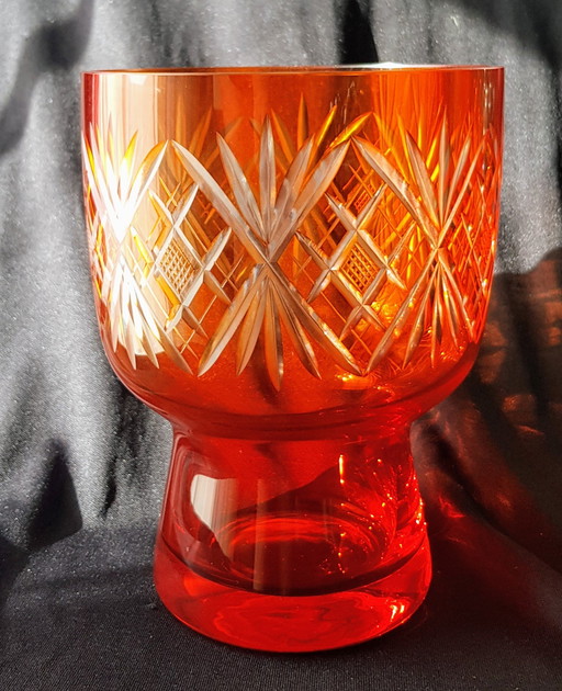 Crystal glass vase orange