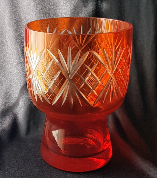 Crystal glass vase orange