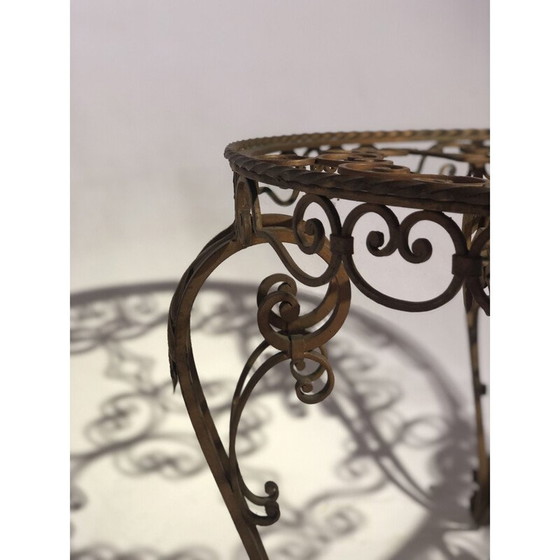 Image 1 of Round vintage coffee table entirely of wrought iron, 1960