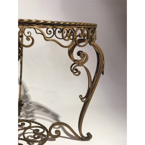 Image 1 of Round vintage coffee table entirely of wrought iron, 1960