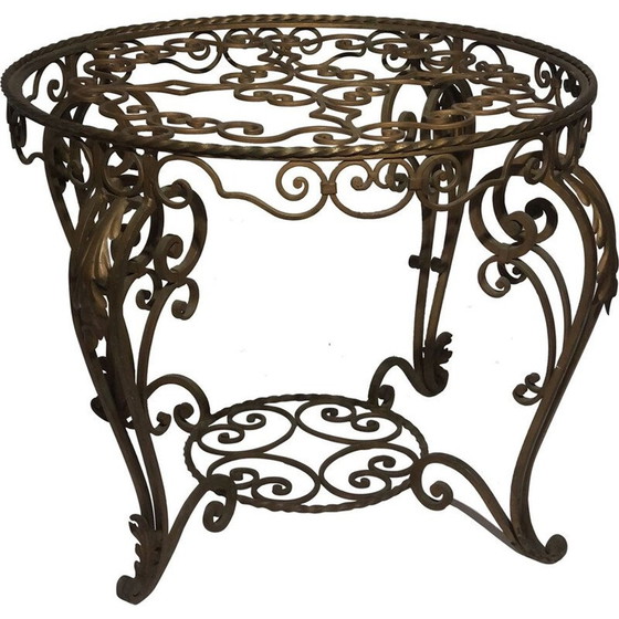 Image 1 of Round vintage coffee table entirely of wrought iron, 1960