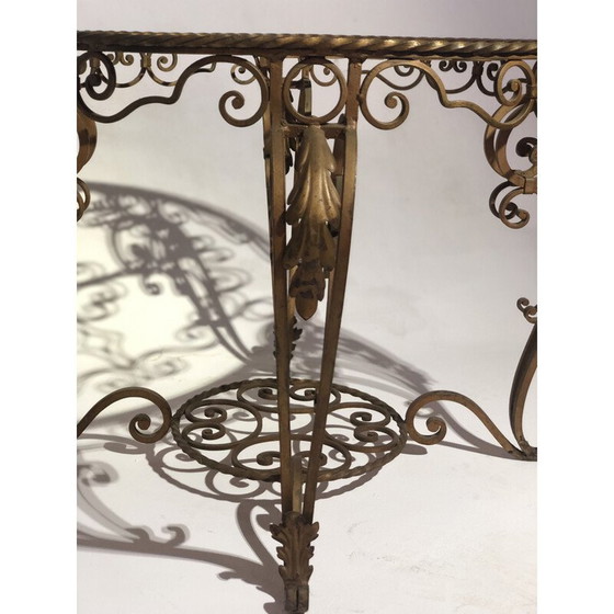 Image 1 of Round vintage coffee table entirely of wrought iron, 1960