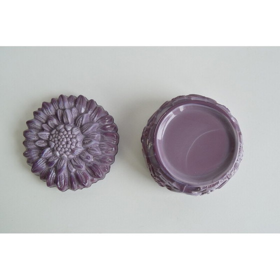 Image 1 of Vintage purple malachite glass jar for Jablonecké Sklárny, Czechoslovakia 1960