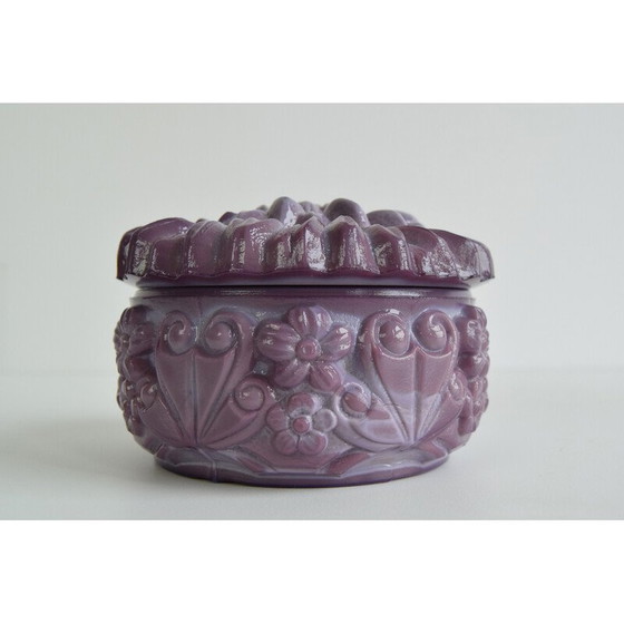 Image 1 of Vintage purple malachite glass jar for Jablonecké Sklárny, Czechoslovakia 1960