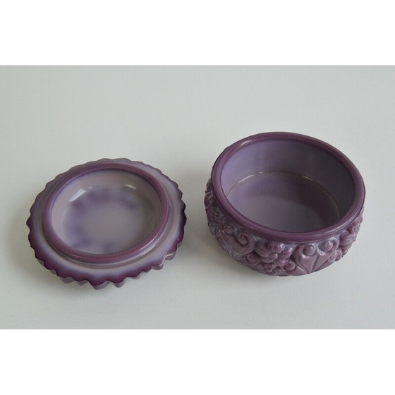 Image 1 of Vintage purple malachite glass jar for Jablonecké Sklárny, Czechoslovakia 1960