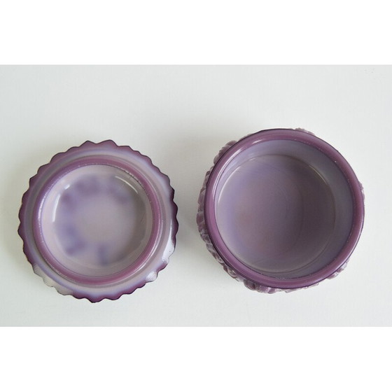 Image 1 of Vintage purple malachite glass jar for Jablonecké Sklárny, Czechoslovakia 1960