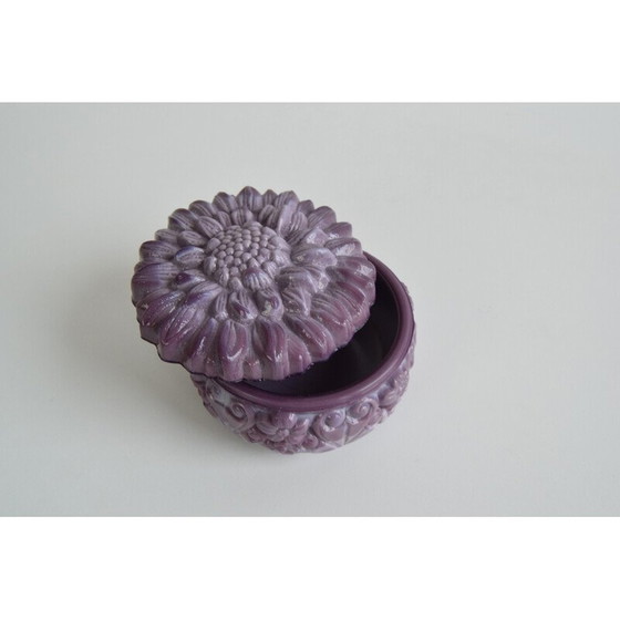 Image 1 of Vintage purple malachite glass jar for Jablonecké Sklárny, Czechoslovakia 1960
