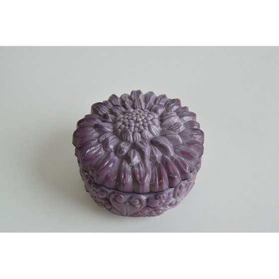 Image 1 of Vintage purple malachite glass jar for Jablonecké Sklárny, Czechoslovakia 1960