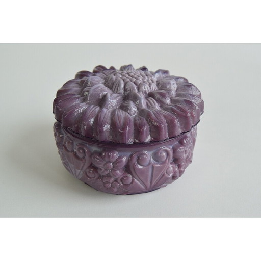 Vintage purple malachite glass jar for Jablonecké Sklárny, Czechoslovakia 1960