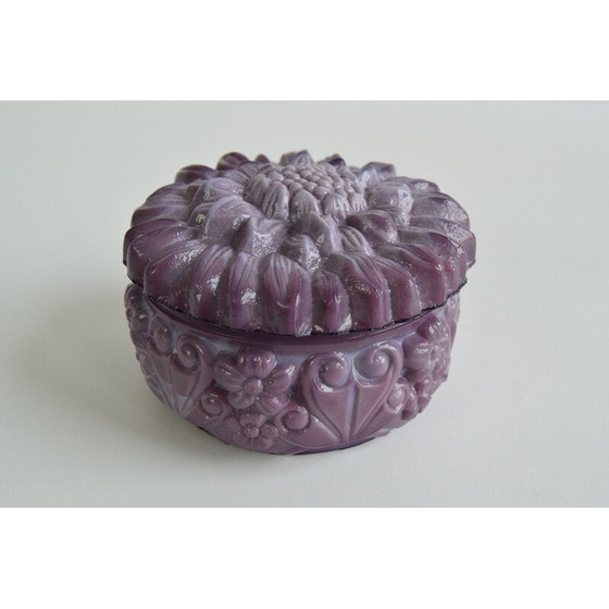Image 1 of Vintage purple malachite glass jar for Jablonecké Sklárny, Czechoslovakia 1960