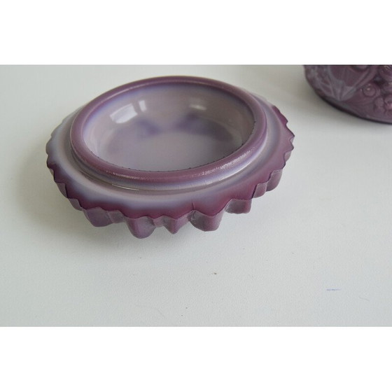 Image 1 of Vintage purple malachite glass jar for Jablonecké Sklárny, Czechoslovakia 1960