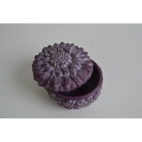 Image 1 of Vintage purple malachite glass jar for Jablonecké Sklárny, Czechoslovakia 1960