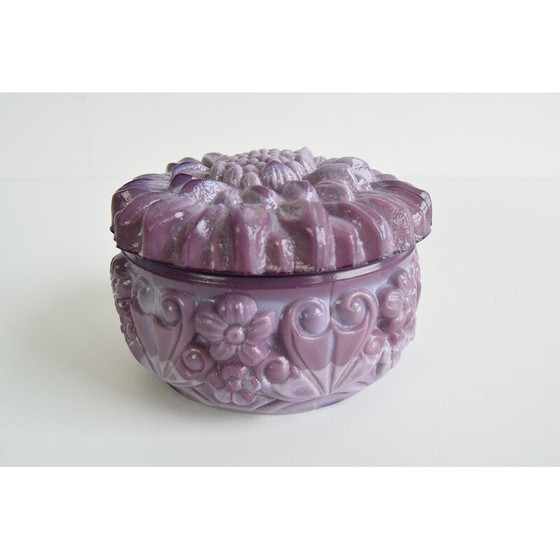 Image 1 of Vintage purple malachite glass jar for Jablonecké Sklárny, Czechoslovakia 1960