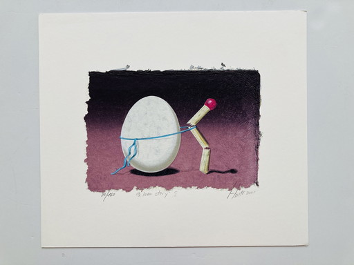 Sharon Amir - Vintage Silkscreen Egg - "A Love Story I" - Z L