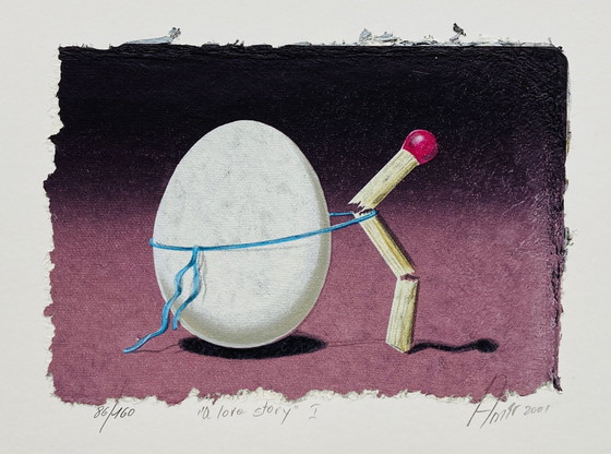 Image 1 of Sharon Amir - Vintage Silkscreen Egg - "A Love Story I" - Z L