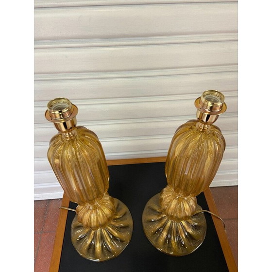 Image 1 of Pair of vintage gold lamps in murano glass by Alberto Dona, 1980