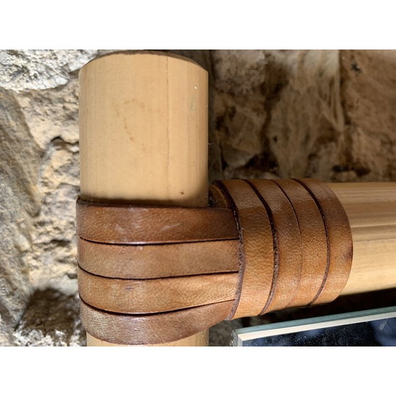 Image 1 of Specchio da parete vintage con 1 cassetto in rattan