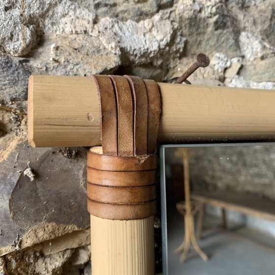 Image 1 of Specchio da parete vintage con 1 cassetto in rattan