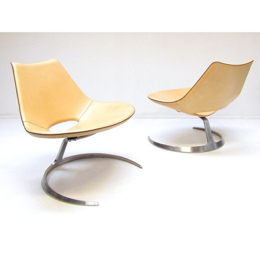 Pair of Danish Scimitar armchairs by Preben Fabricius & Jørgen Kastholm for Bo-Ex