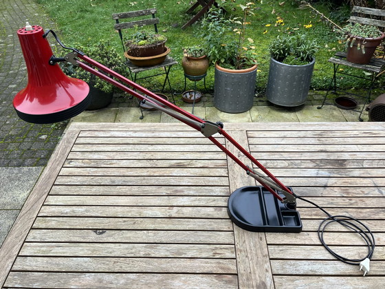 Image 1 of Rare Vintage Belgian Architect Lamp in Red/Black (1970s)