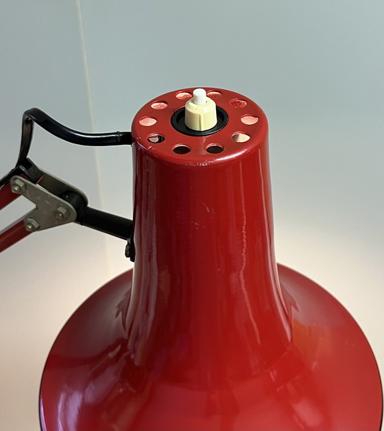 Image 1 of Rare Vintage Belgian Architect Lamp in Red/Black (1970s)