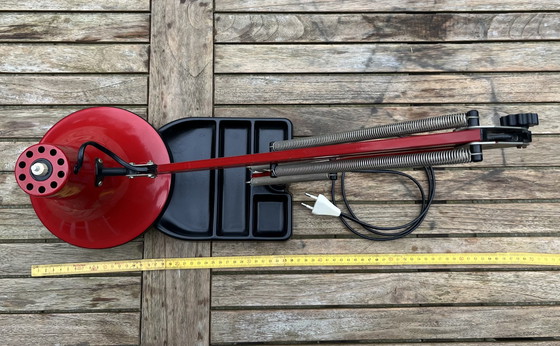 Image 1 of Rare Vintage Belgian Architect Lamp in Red/Black (1970s)