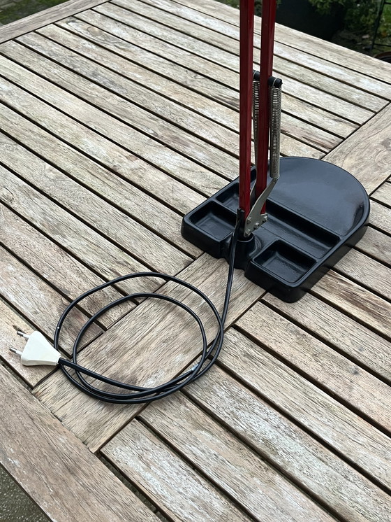 Image 1 of Rare Vintage Belgian Architect Lamp in Red/Black (1970s)