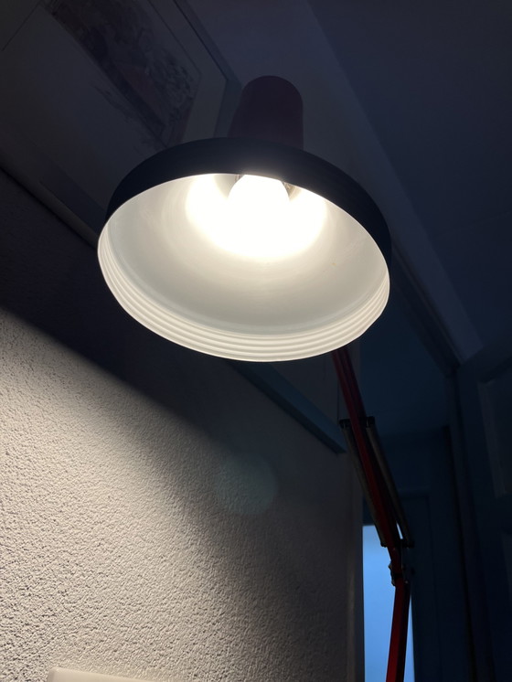 Image 1 of Rare Vintage Belgian Architect Lamp in Red/Black (1970s)