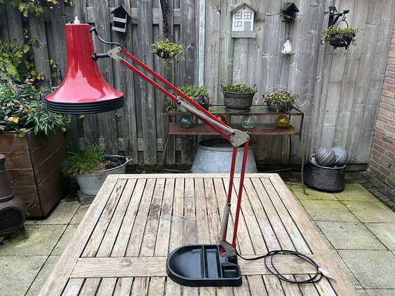 Image 1 of Rare Vintage Belgian Architect Lamp in Red/Black (1970s)